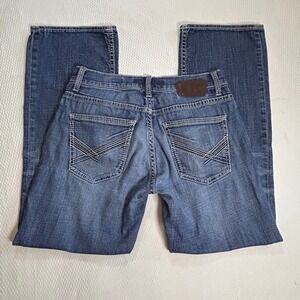BKE Aiden Bootleg Jeans Mens 30S Medium Wash Stretch Denim Contrast Stitch Y2K